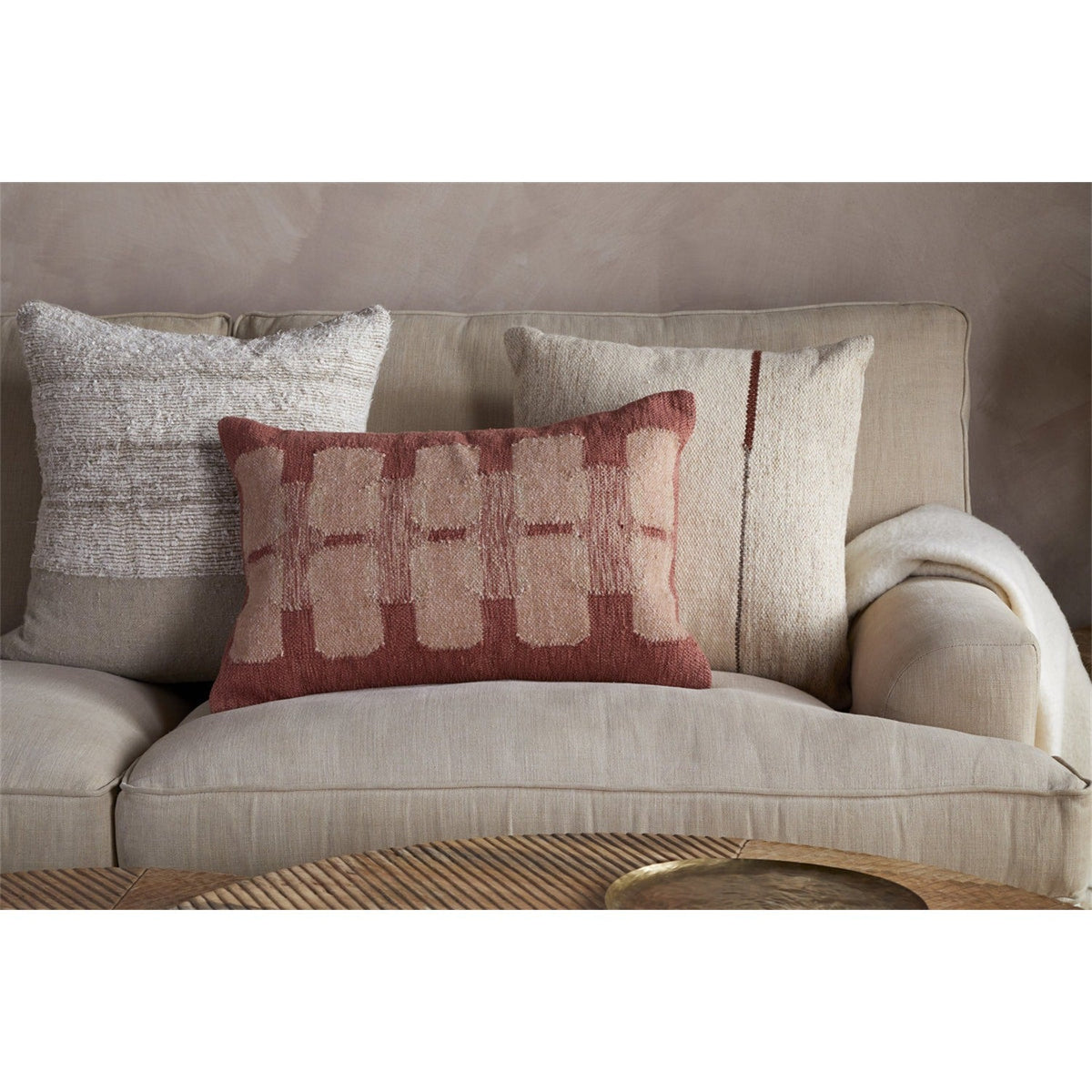 Akki 60 x 40cm Wool & Cotton Cushion Cover - Dusty Pink