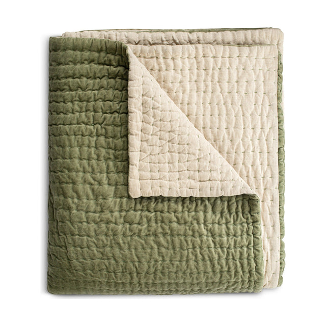 Nidra 220 x 240cm Velvet Quilted Bedspread - Sage Green