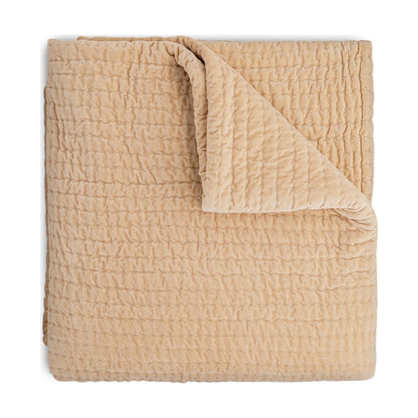 Nidra 220 x 240cm Velvet Quilted Bedspread - Natural