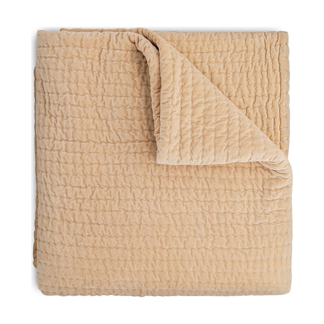 Nidra 220 x 240cm Velvet Quilted Bedspread - Natural
