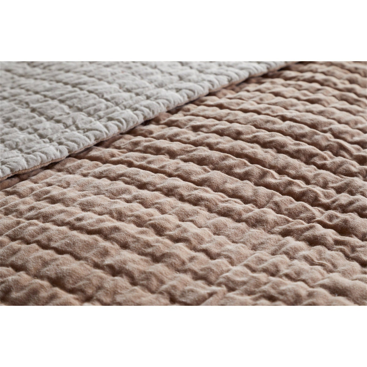 Nidra 220 x 240cm Velvet Quilted Bedspread - Dusty Pink