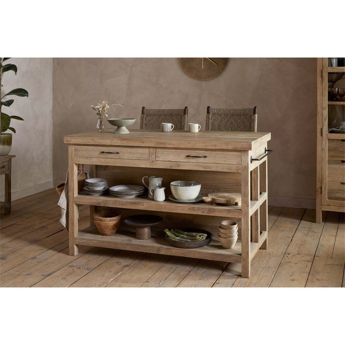 Tivu Reclaimed Wood Kitchen Island - Natural