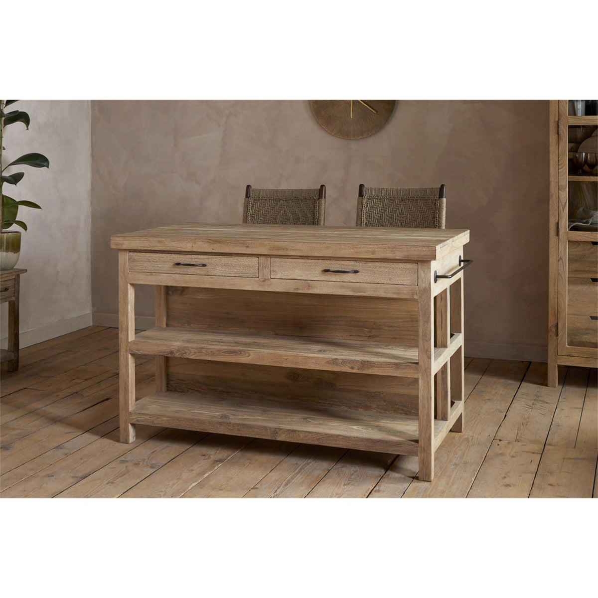 Tivu Reclaimed Wood Kitchen Island - Natural