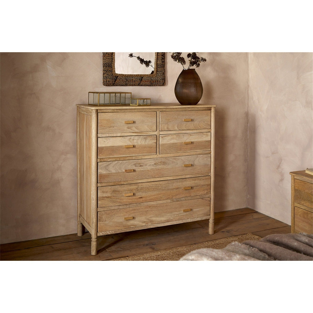 Sri Sandblasted Mango Wood Chest of Drawers - Natural