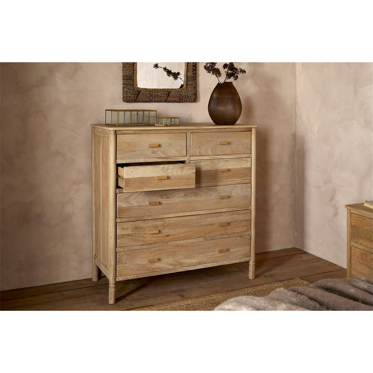 Sri Sandblasted Mango Wood Chest of Drawers - Natural