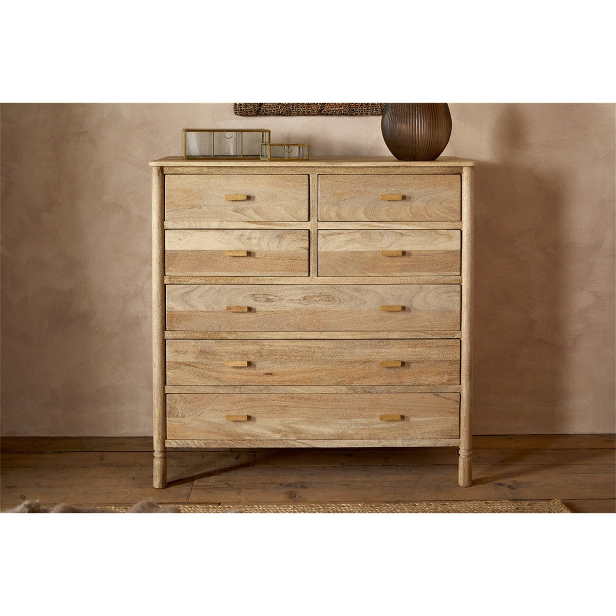Sri Sandblasted Mango Wood Chest of Drawers - Natural