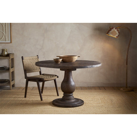 Laya Small Carved Wood Dining Table - Chocolate Brown