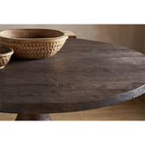 Laya Small Carved Wood Dining Table - Chocolate Brown