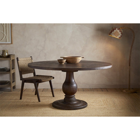 Laya Large Carved Wood Dining Table - Chocolate Brown