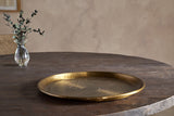 Dhanya Small Round Hammered Tray - Antique Brass