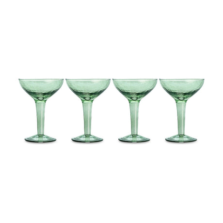 Yala Hammered Champagne Glasses - Sage Green - Set of 4