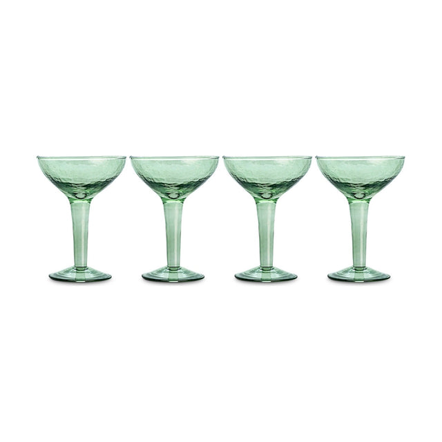 Yala Hammered Champagne Glasses - Sage Green - Set of 4