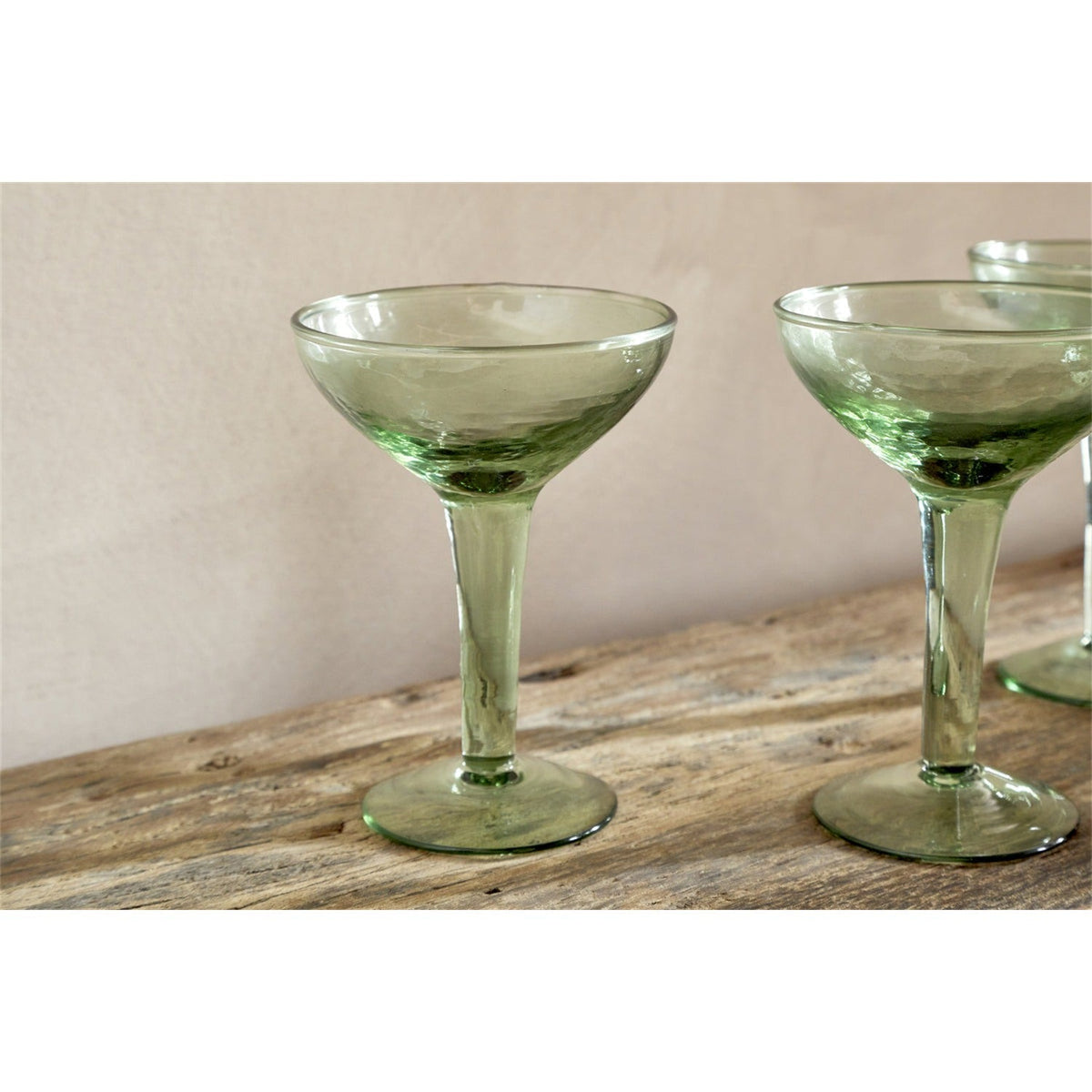 Yala Hammered Champagne Glasses - Sage Green - Set of 4