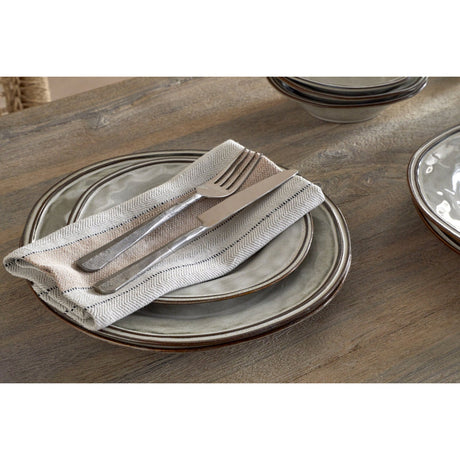 Pedra Dinner Set - Pewter - Set of 12
