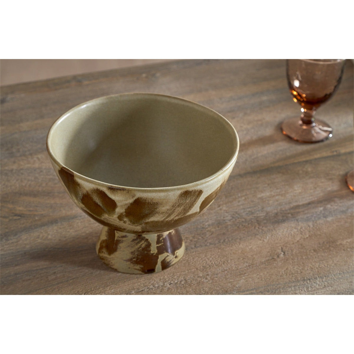 Terra Footed Fruit Bowl - Khaki Green