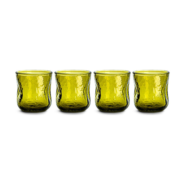 Chandani Short Hammered Tumblers - Green - Set of 4