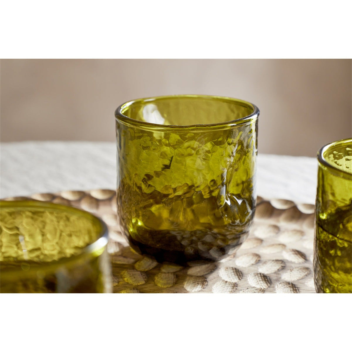 Chandani Short Hammered Tumblers - Green - Set of 4