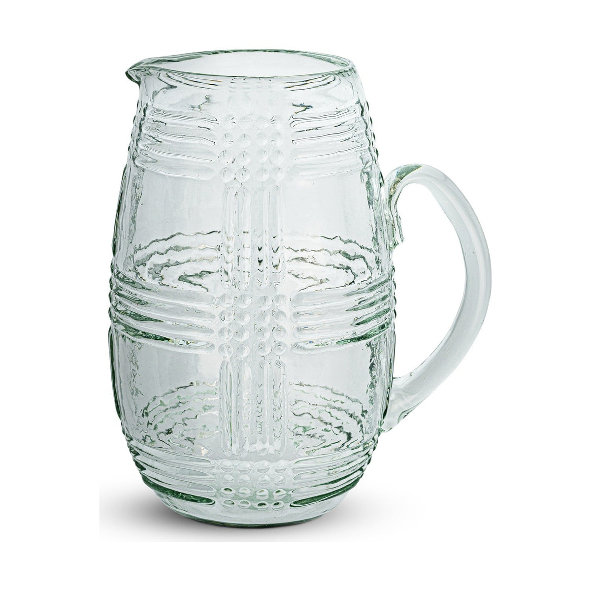 Kaanch Embossed Recycled Glass Jug - Clear