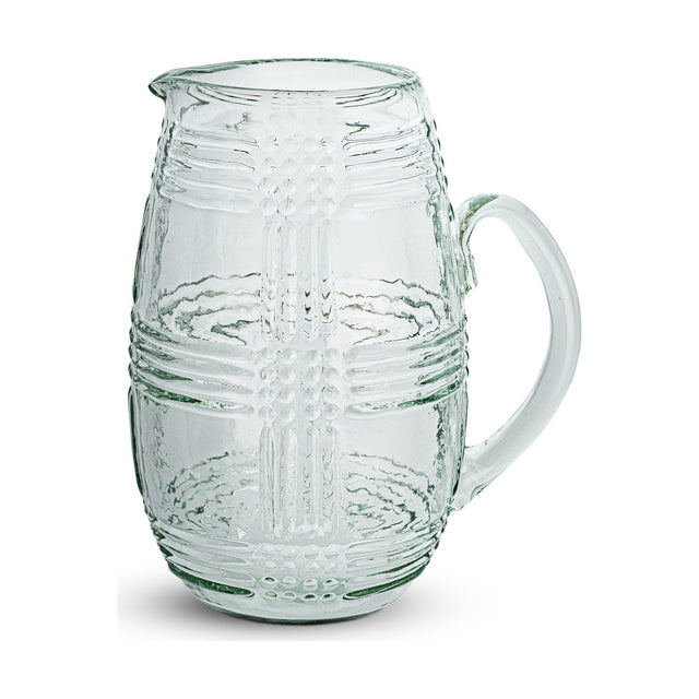 Kaanch Embossed Recycled Glass Jug - Clear