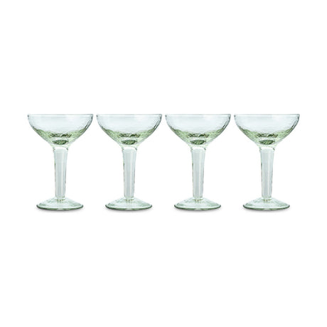 Yala Hammered Coupe Champagne Glasses - Clear - Set of 4