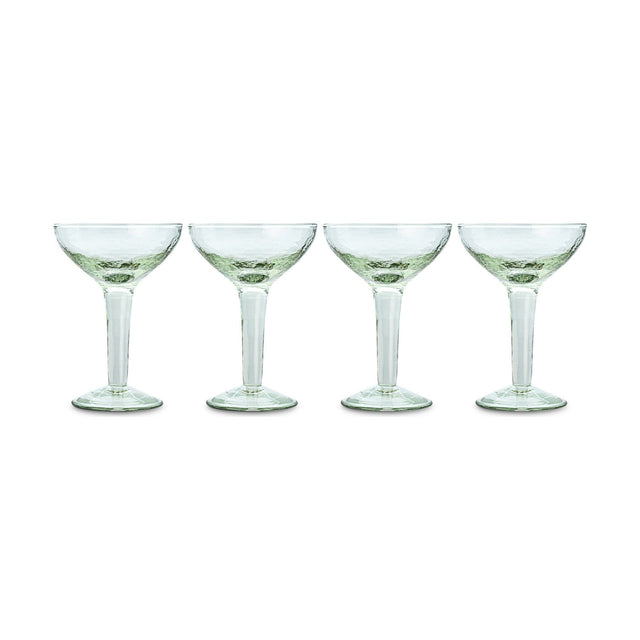 Yala Hammered Coupe Champagne Glasses - Clear - Set of 4