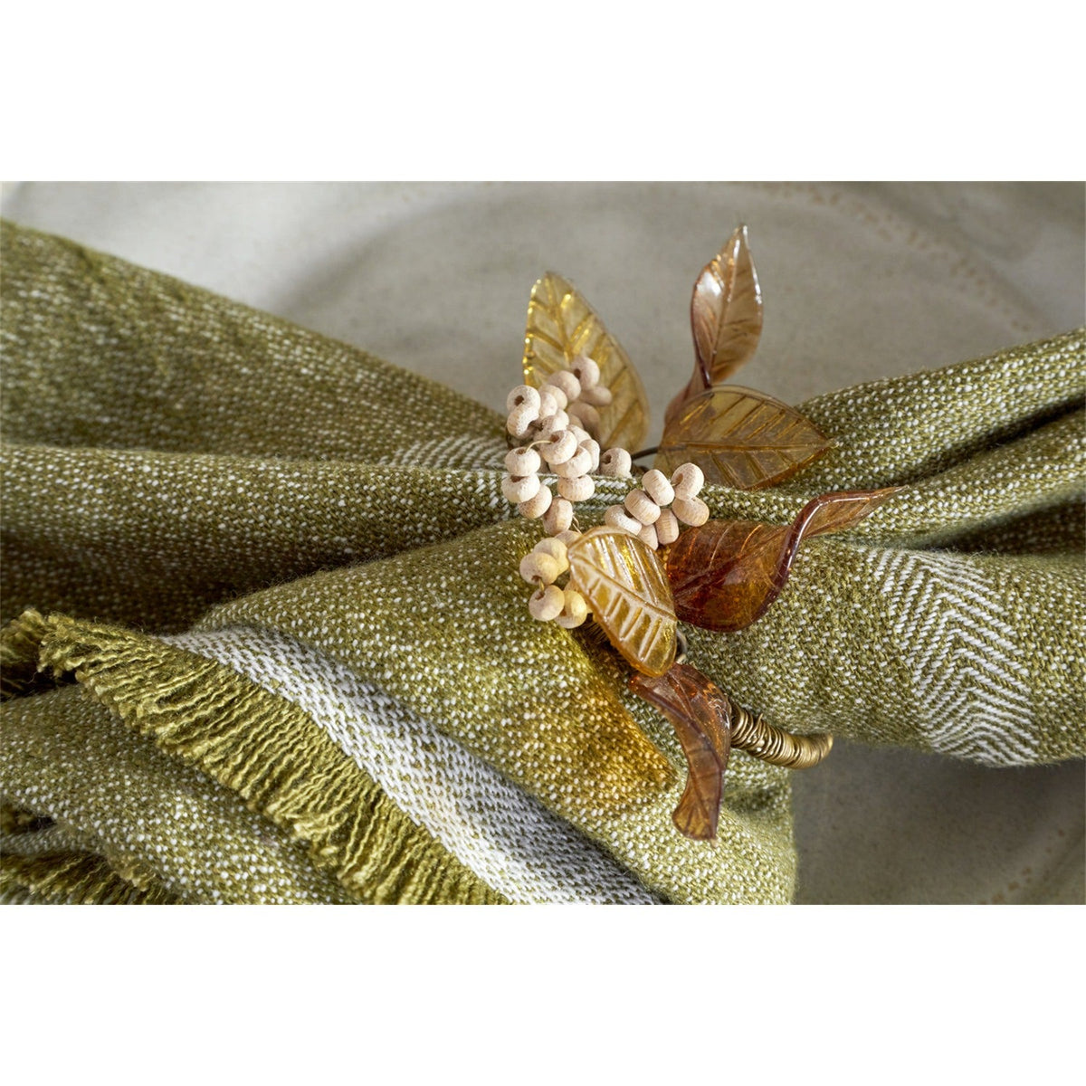 Parili Glass Napkin Rings - Natural & Rust - Set of 4