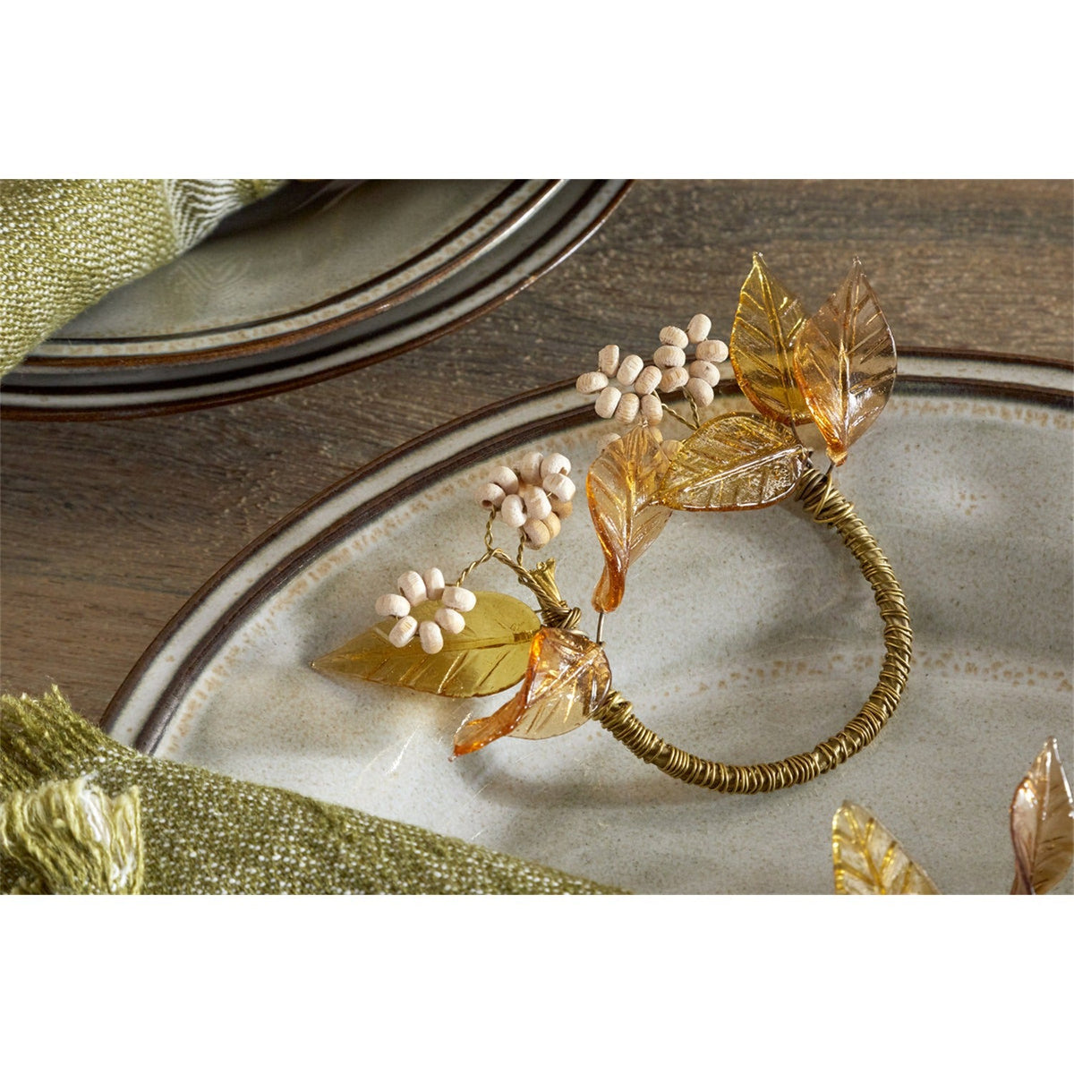 Parili Glass Napkin Rings - Natural & Rust - Set of 4