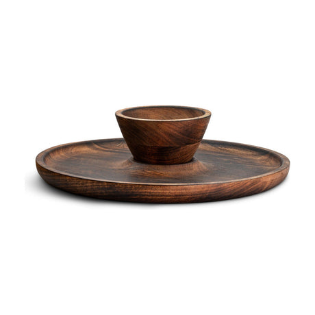 Sindar Mango Wood Serving Tray with Bowl - Brown