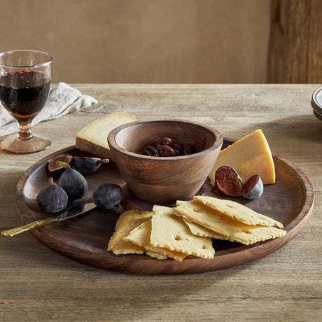 Sindar Mango Wood Serving Tray with Bowl - Brown