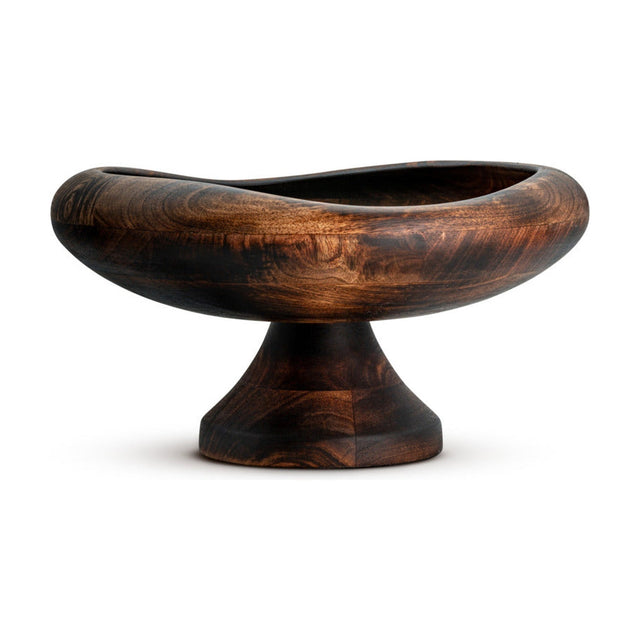 Sindar Charred Mango Wood Pedestal Fruit Bowl - Brown