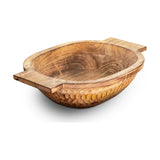 Pyaar Large Carved Mango Wood Serving Bowl - Natural