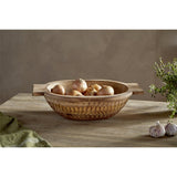 Pyaar Large Carved Mango Wood Serving Bowl - Natural