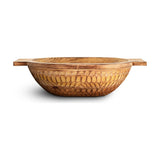 Pyaar Large Carved Mango Wood Serving Bowl - Natural