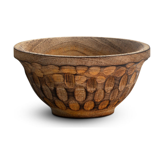 Pyaar Small Carved Mango Wood Serving Bowl - Natural