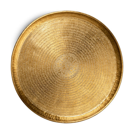 Dhanya Small Round Hammered Tray - Antique Brass