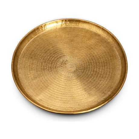 Dhanya Small Round Hammered Tray - Antique Brass
