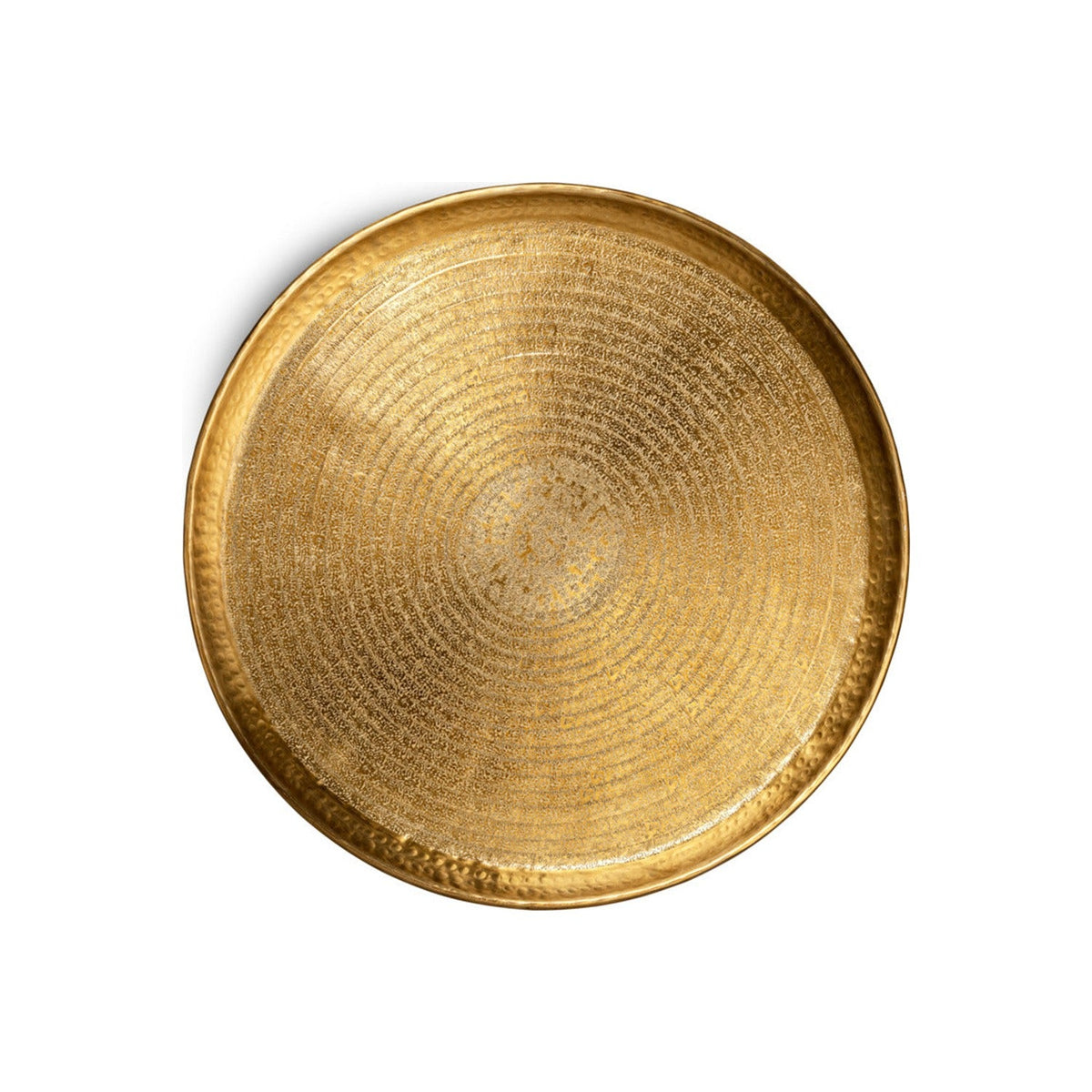 Dhanya Large Round Hammered Tray - Antique Brass