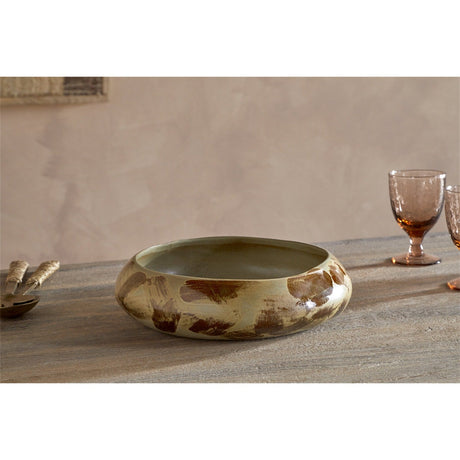 Terra Hand Painted Serving Bowl - Khaki Green