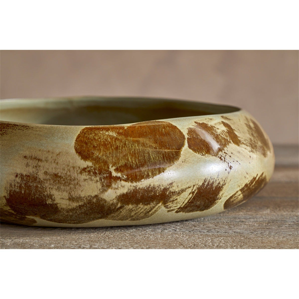 Terra Hand Painted Serving Bowl - Khaki Green