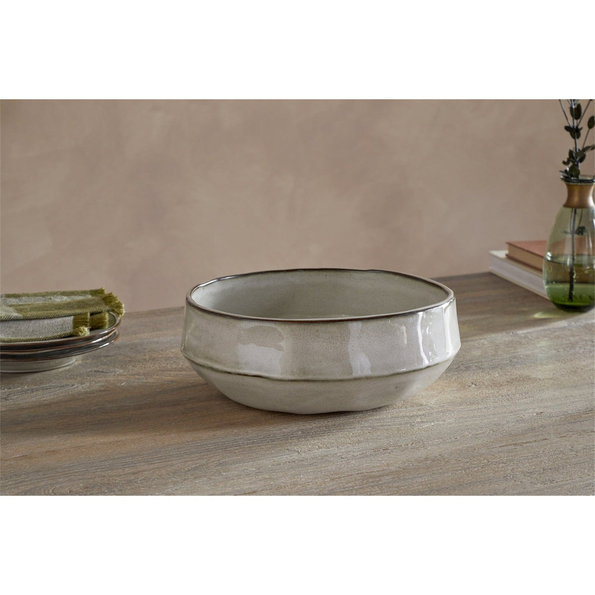 Pedra Earthenware Serving Bowl - Pewter