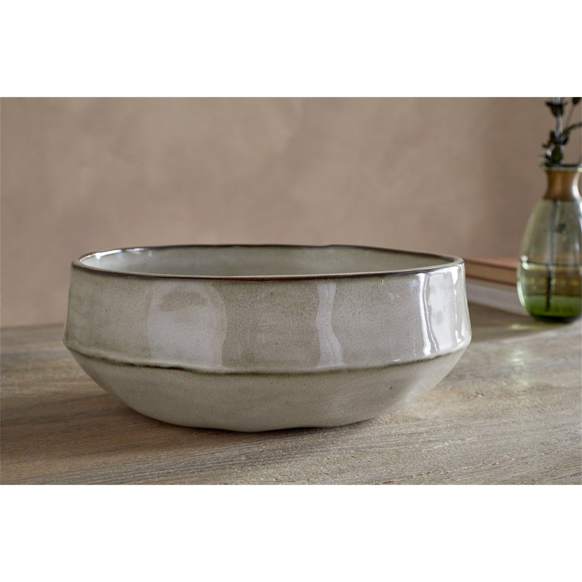 Pedra Earthenware Serving Bowl - Pewter