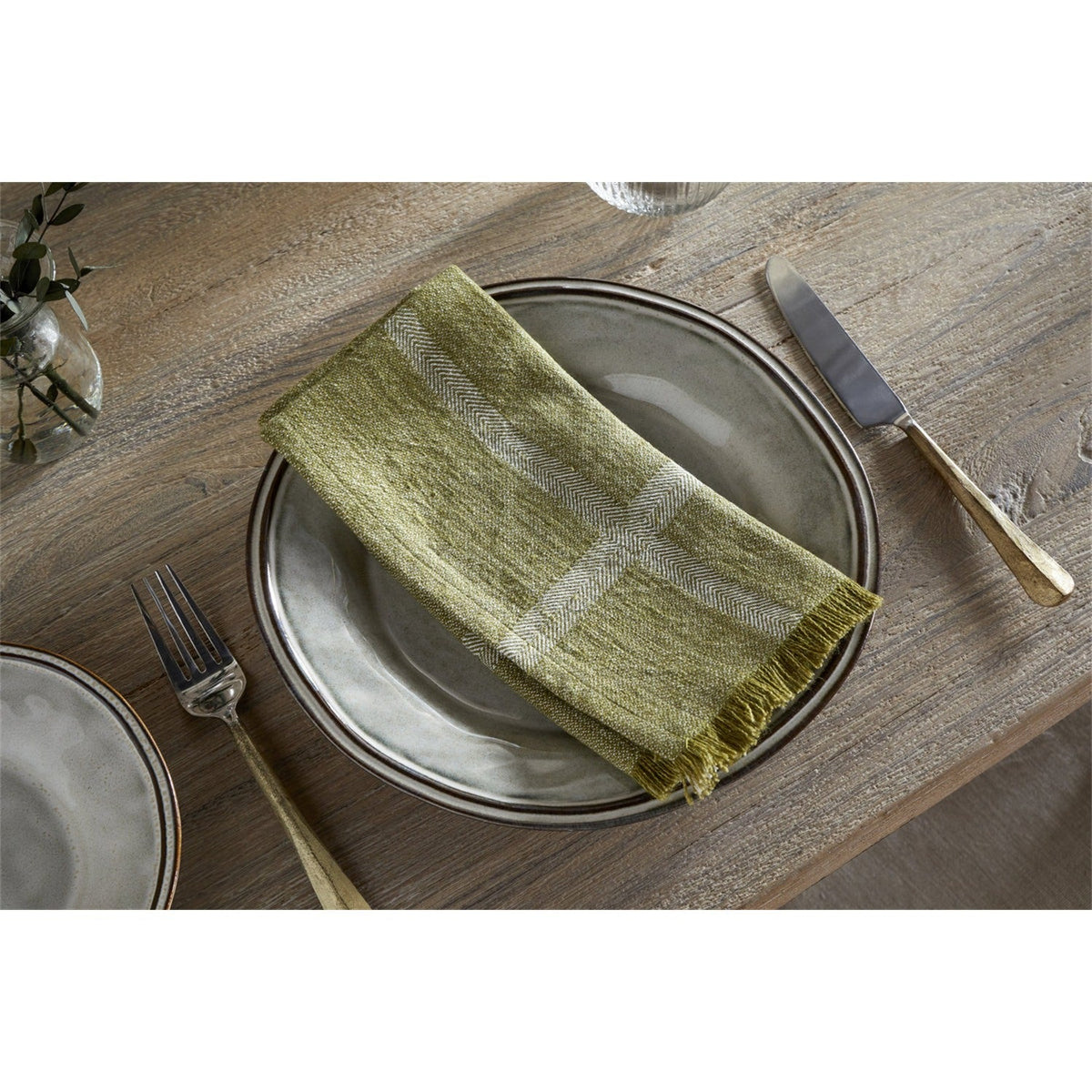 Shanta Linen & Cotton Napkins - Green - Set of 4