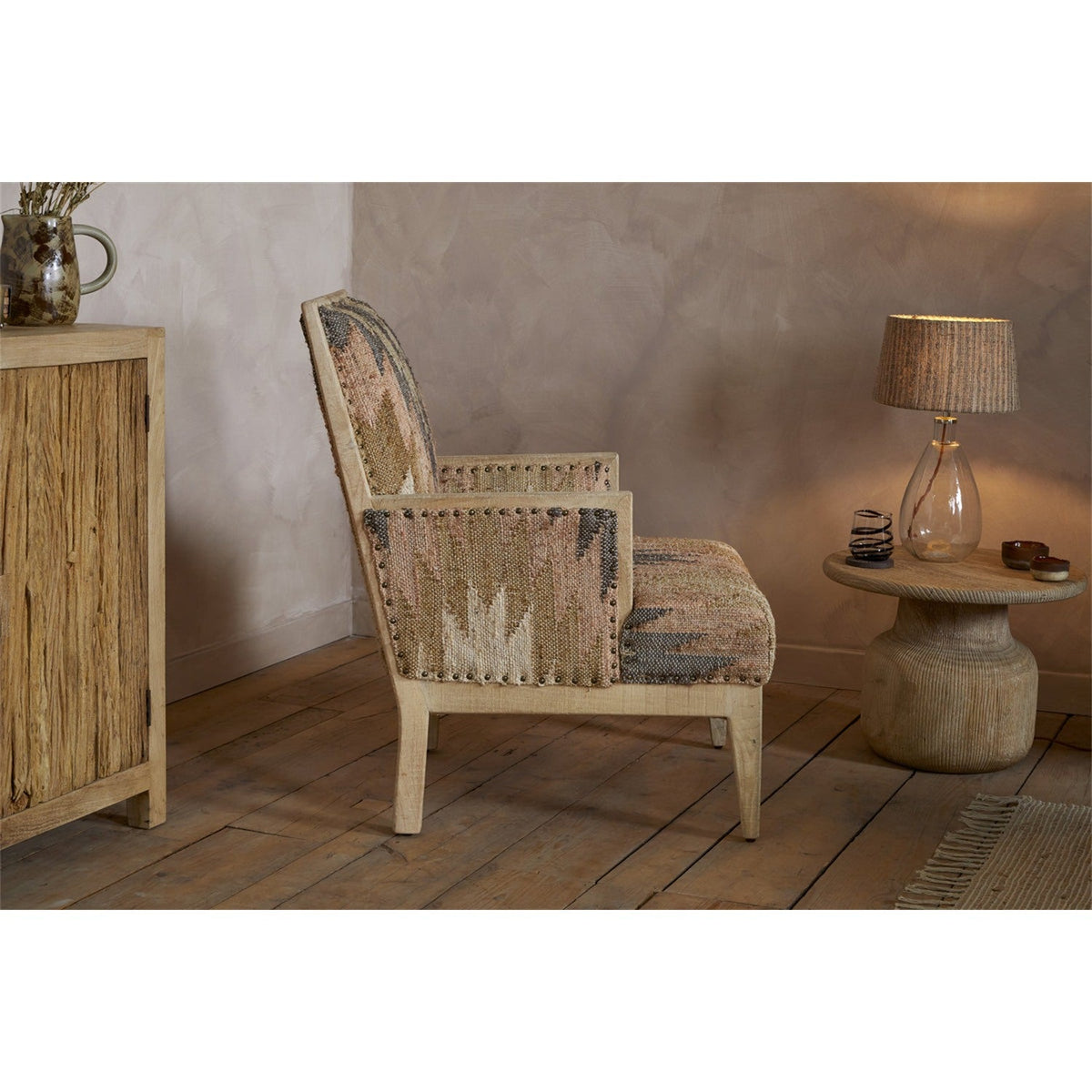 Chhavi Kilim Upholstered Armchair - Multi