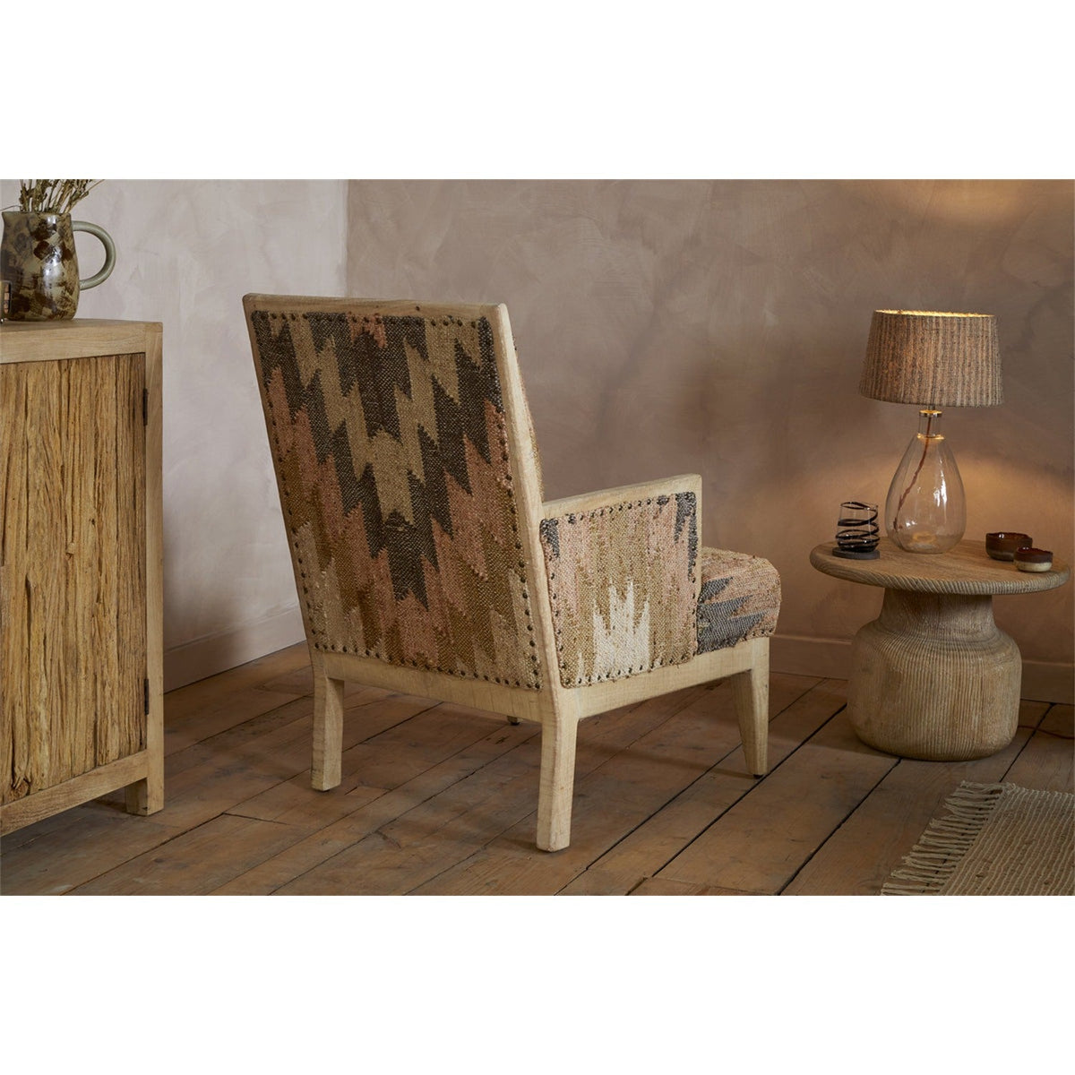 Chhavi Kilim Upholstered Armchair - Multi