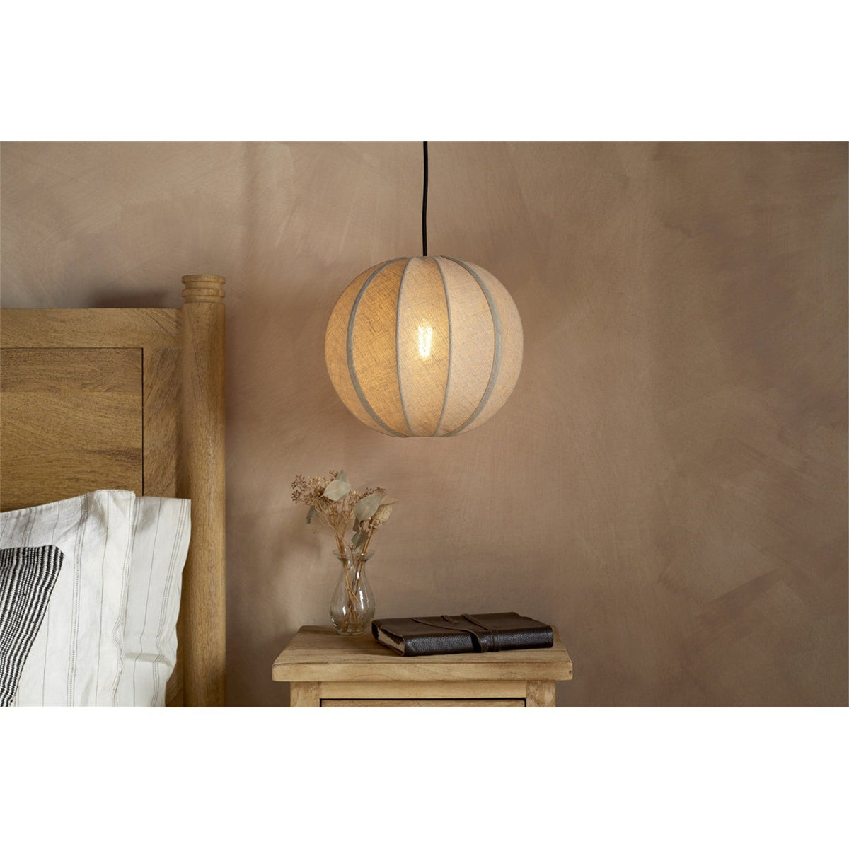 Dharini Small Linen Lampshade - Natural & Antique Brass