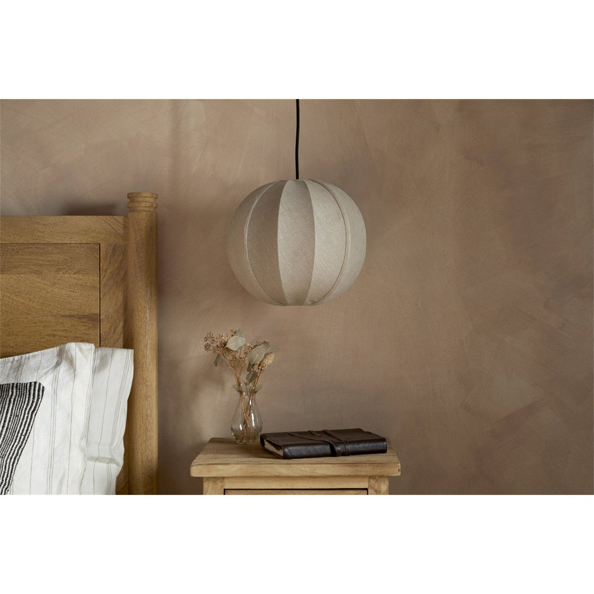 Dharini Small Linen Lampshade - Natural & Antique Brass