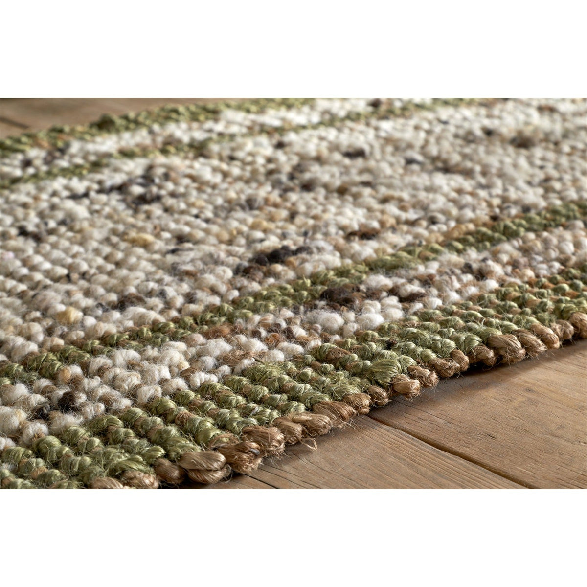 Kanta 66 x 200cm Jute & Tweed Runner Rug - Olive Green