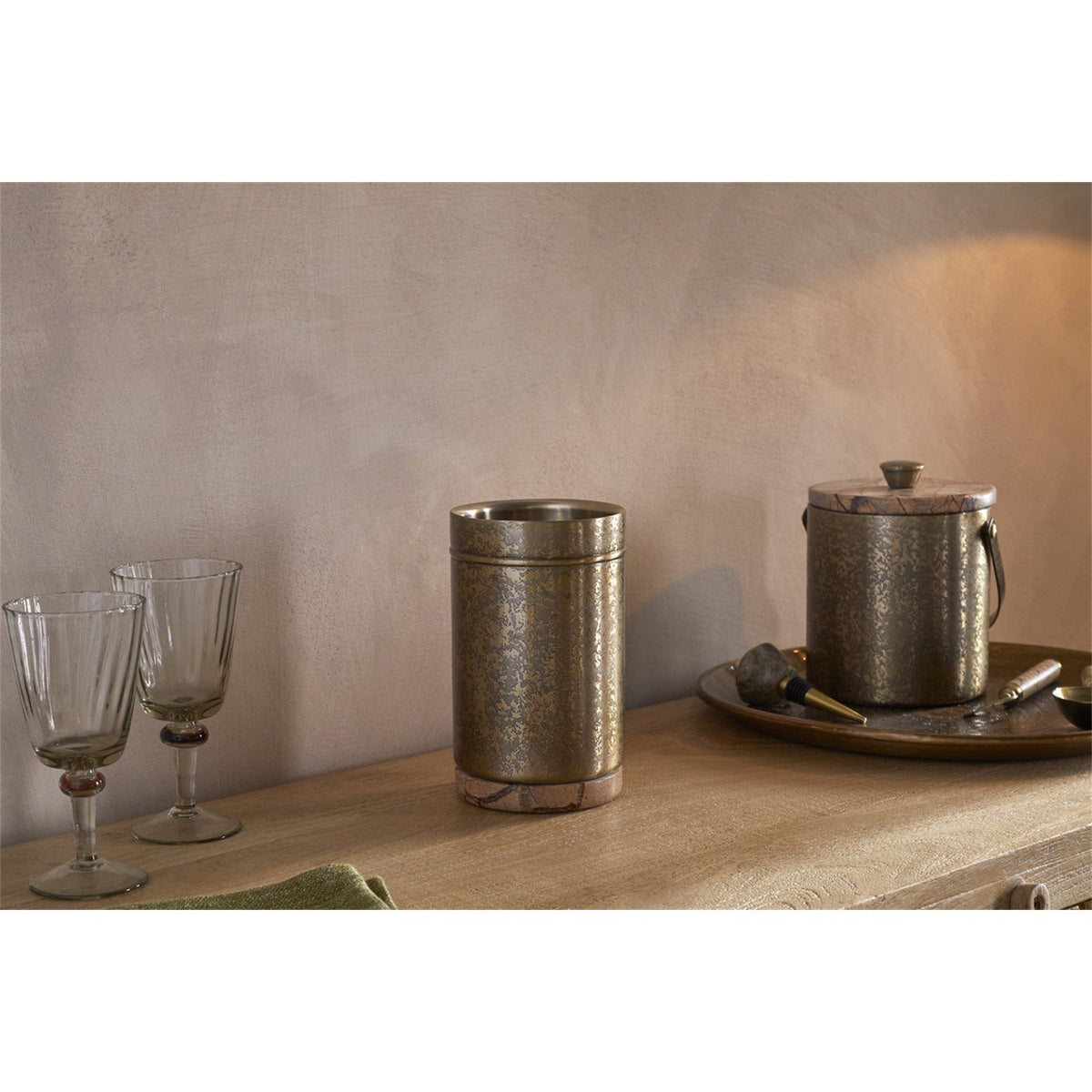 Amaya Etched Wine Cooler - Aged Antique