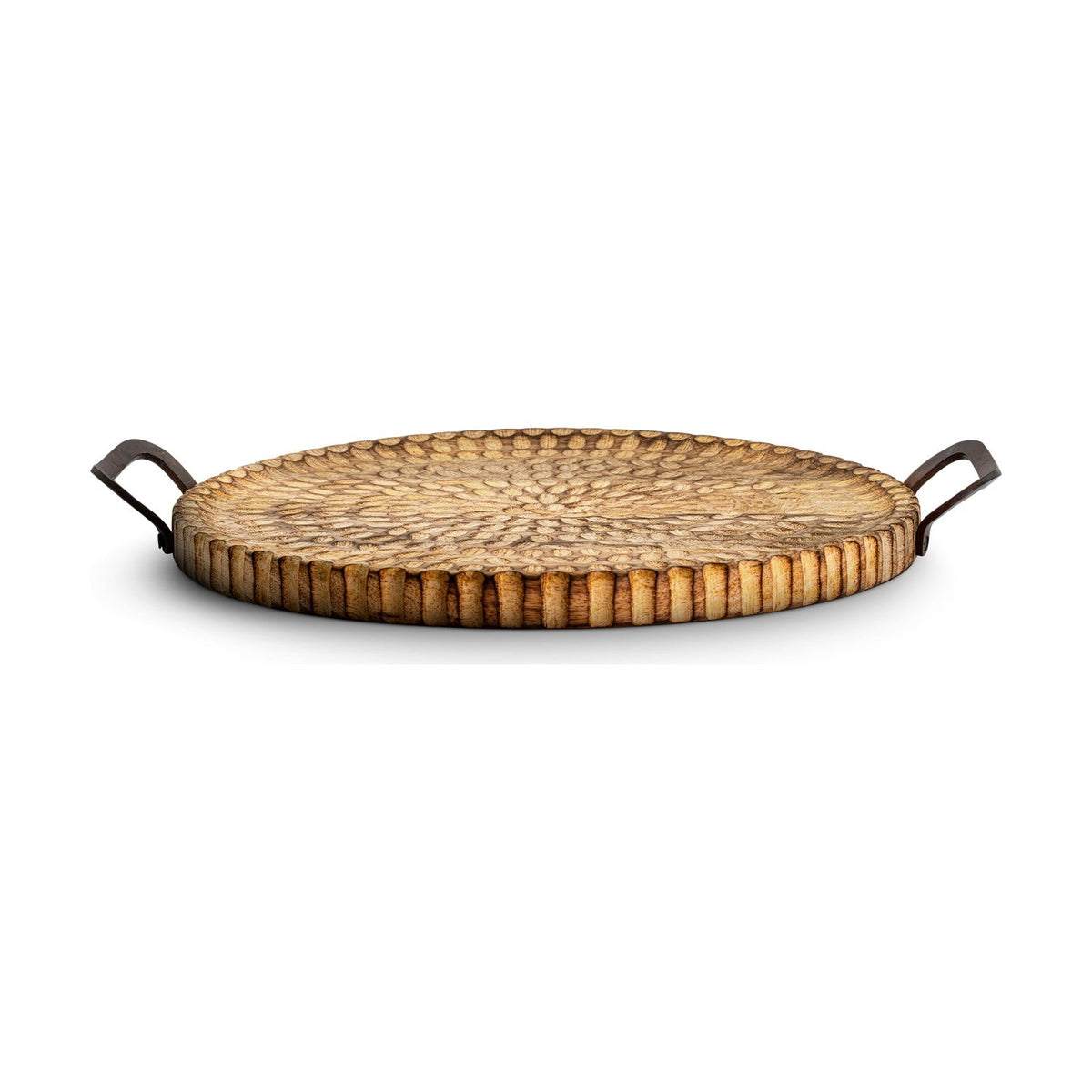 Pyaar Carved Mango Wood Tray - Natural