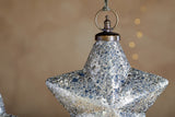 Riyara Small Star Giant Glass Bauble - Silver Sparkle